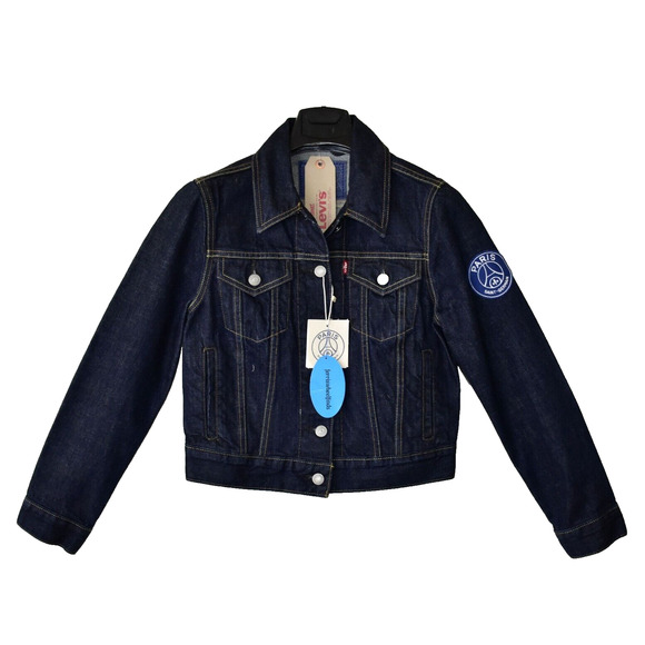C0 NWT LEVIS X PARIS SAINT GERMAIN PSG Wmns Embroidered Logo Denim Jacket Size S - Picture 1 of 9